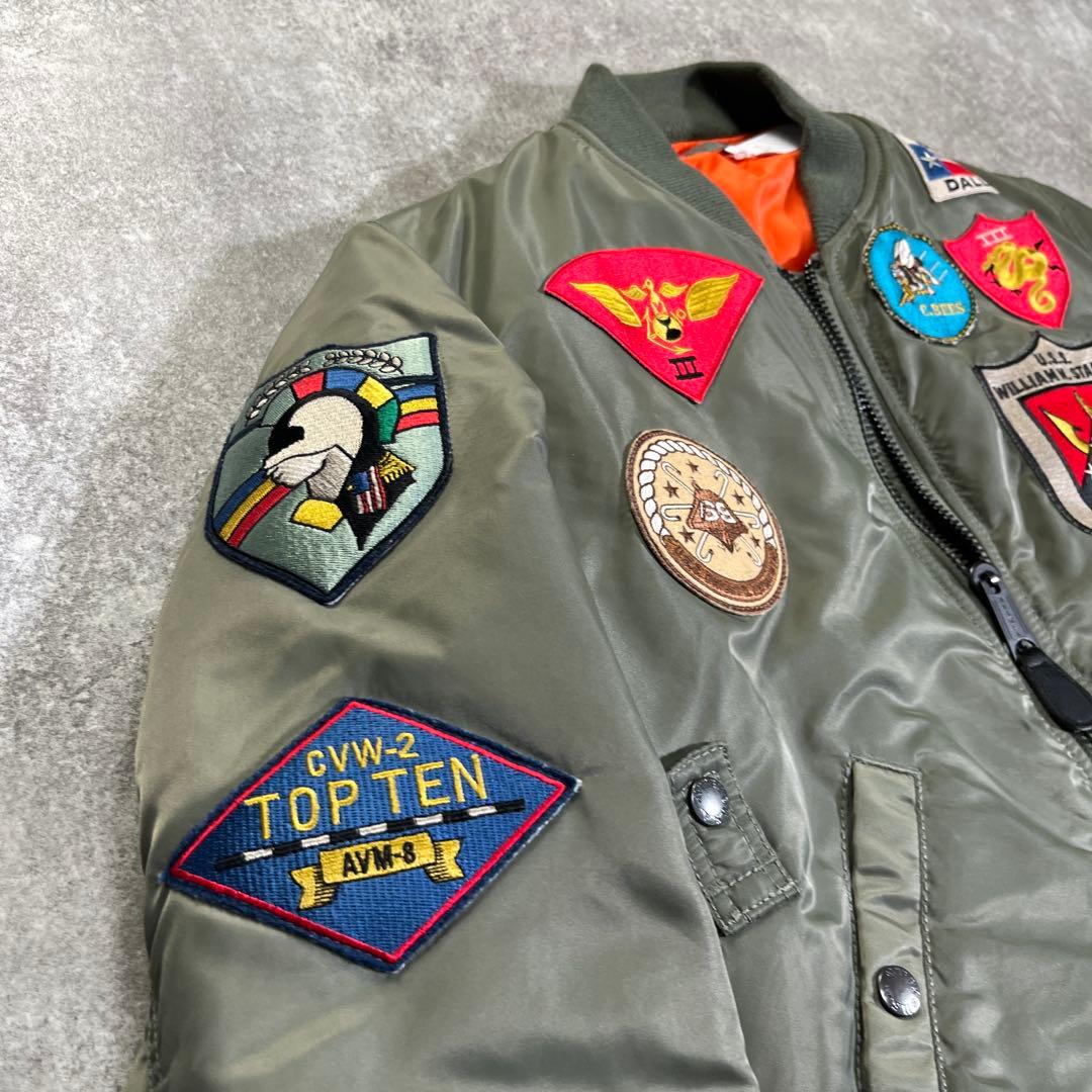 AVIREX MA-1 TOP GUN ワッペン　M カーキ　フライトジャケット
