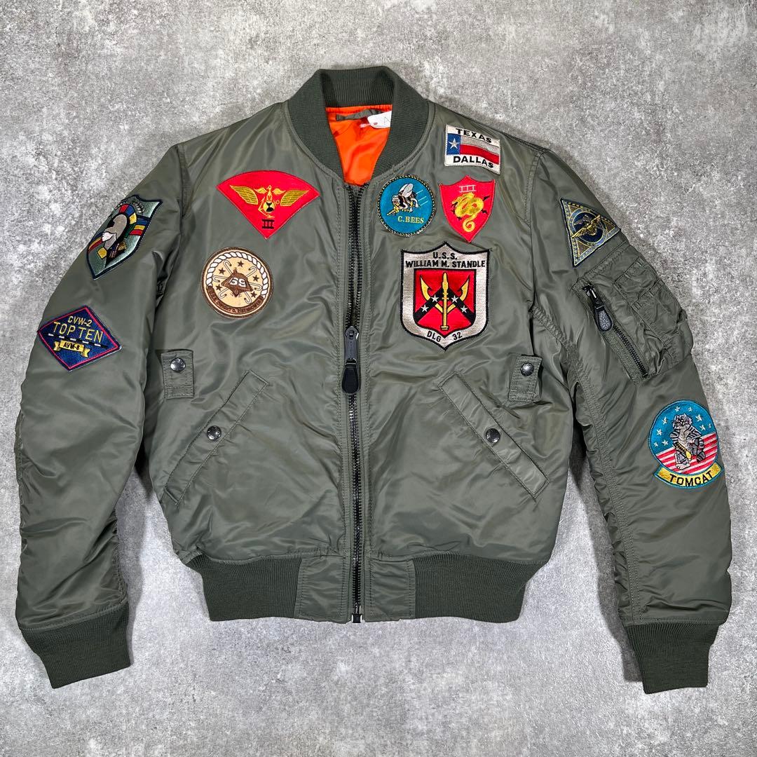 AVIREX MA-1 TOP GUN ワッペン　M カーキ　フライトジャケット