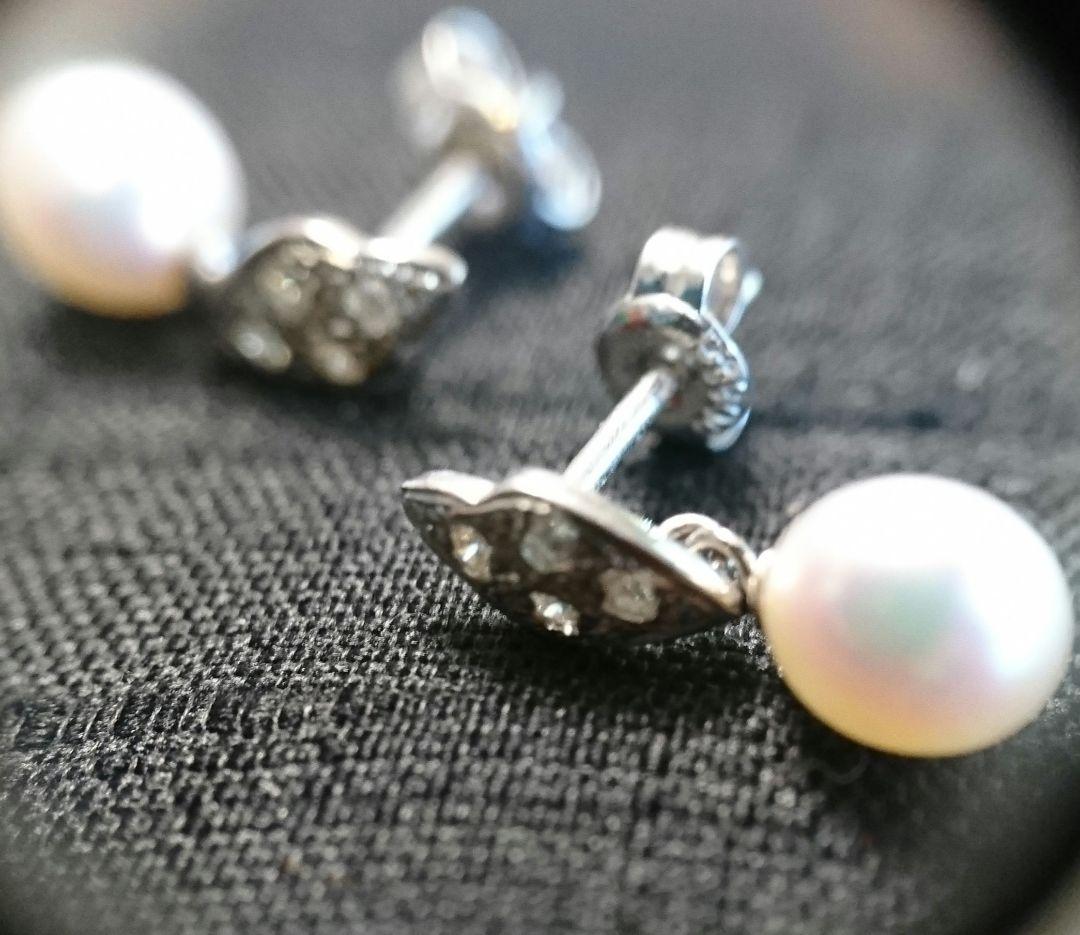 ヴィンテージ プラチナ Pt900アコヤ パールピアス ダイヤモンド