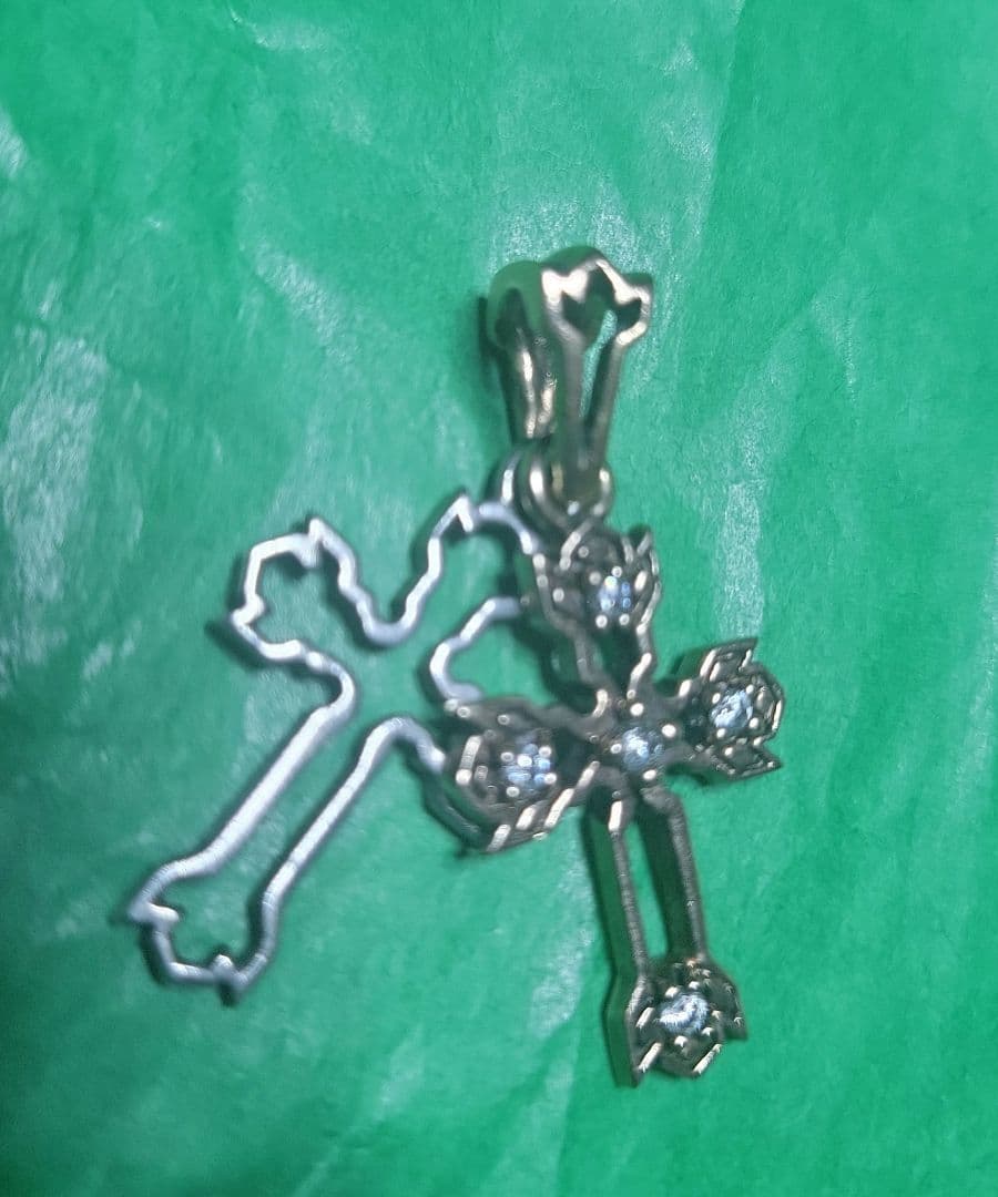 アルページュ　ネックレス　チャーム　クロス　シルバー　ピンクゴールド　ジルコニア