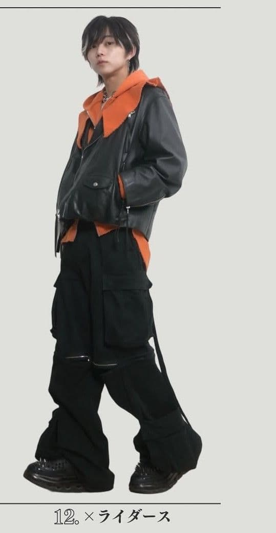 【GRANCY】ジップデザイン カーゴパンツ M ブラック