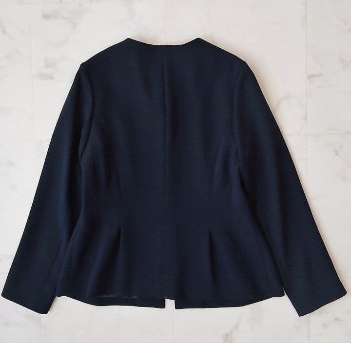 未使用 デミルクスビームス 上品 トリアセ ペプラムジャケット 38 ネイビー