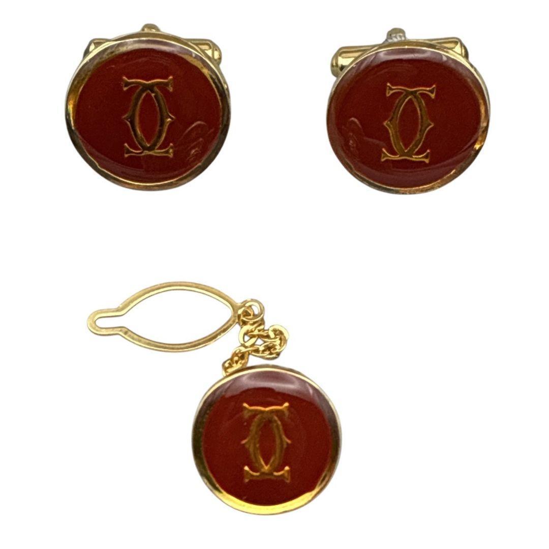【美品】Cartier カルティエ カフス タイピン セット ダブルC ロゴ