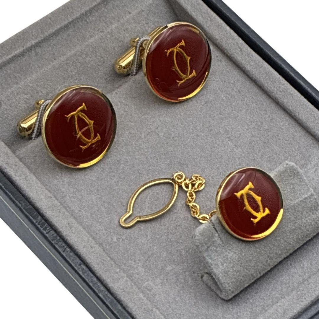 【美品】Cartier カルティエ カフス タイピン セット ダブルC ロゴ