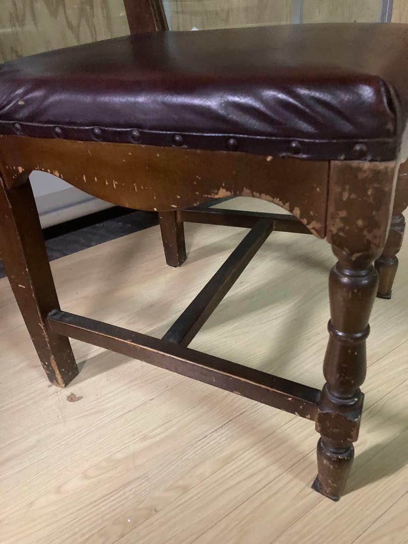 か*き様 木製ダイニングチェア ラダー背もたれ　ビンテージ　梱包発送たのめる便で