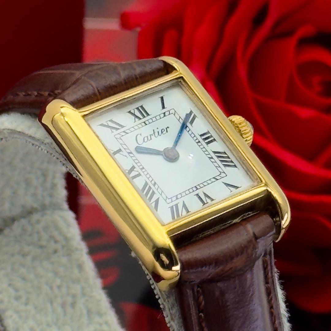 外装新品仕様 カルティエ ヴェルメイユ プレマストタンクSM 手巻時計 A15