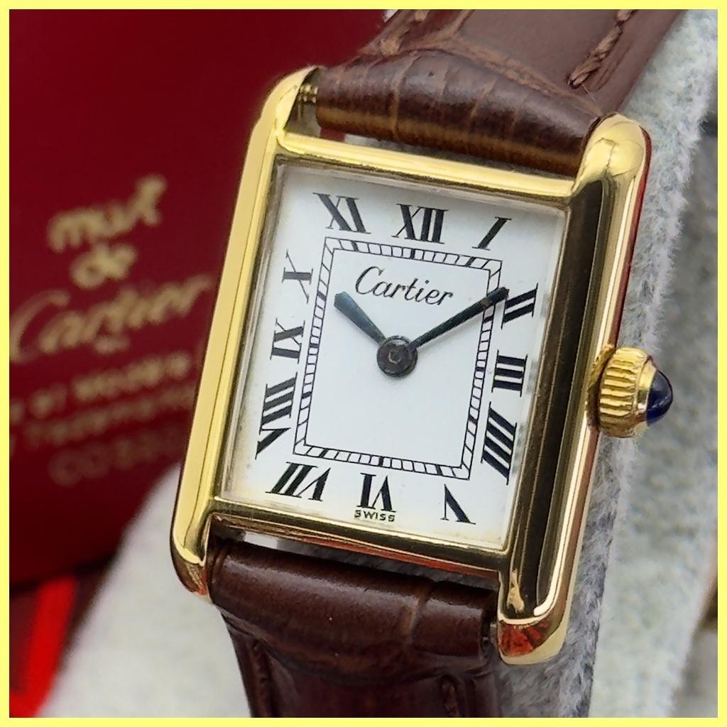 外装新品仕様 カルティエ ヴェルメイユ プレマストタンクSM 手巻時計 A15