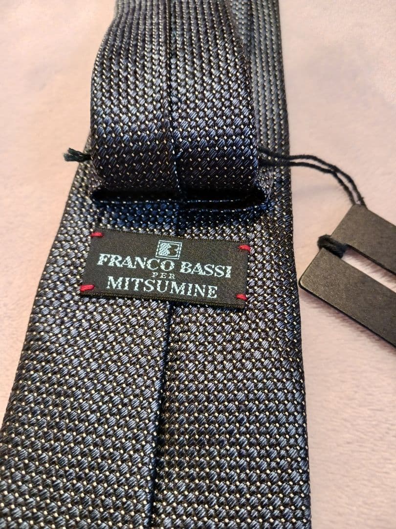 新品☆Franco bassi　ドット柄ネクタイ タグ付　イタリア製　ネイビー