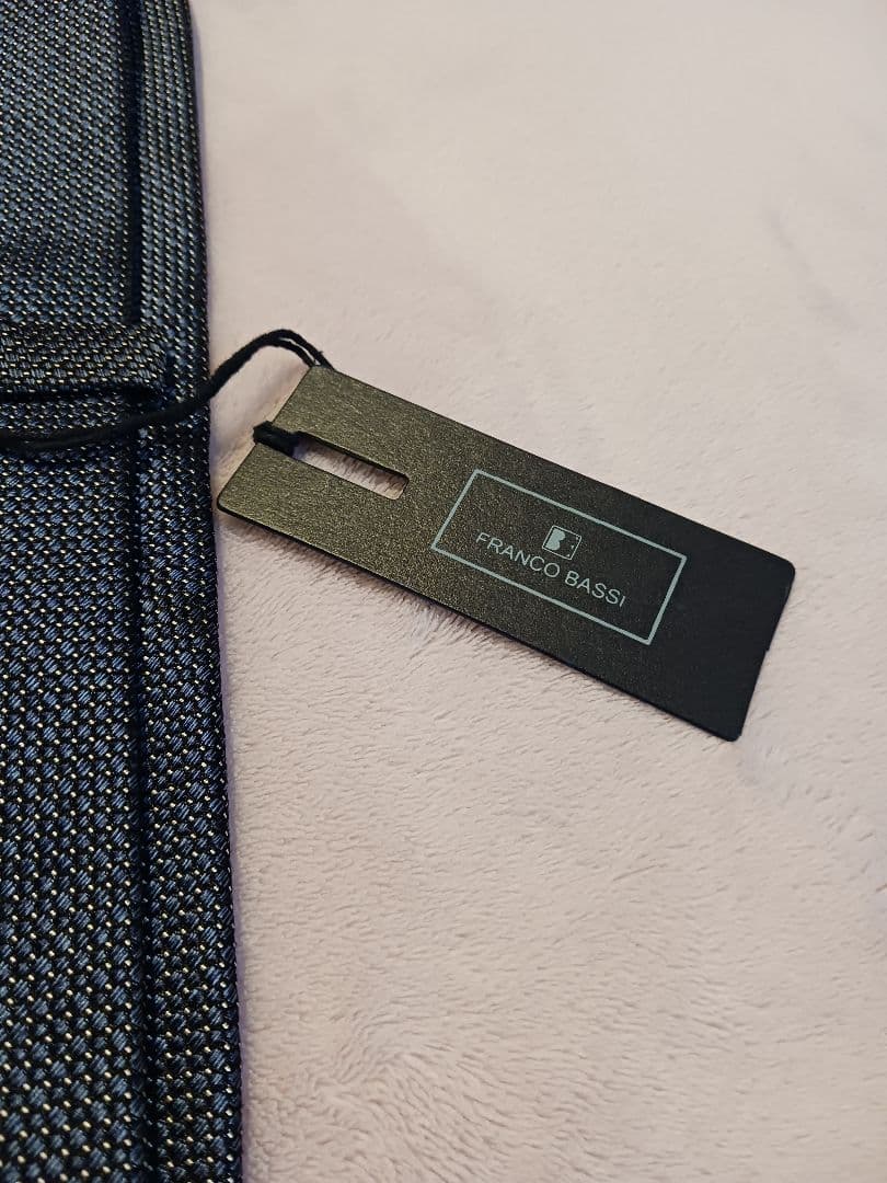 新品☆Franco bassi　ドット柄ネクタイ タグ付　イタリア製　ネイビー