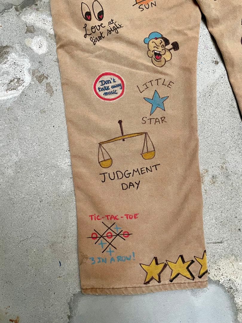 メモリアル ワークパンツ – ハンドペイント デザインサイズXL