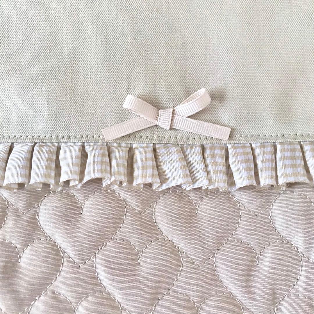 入園入学4点セット ハートキルティング　ベージュ　お着替え袋Ｌ