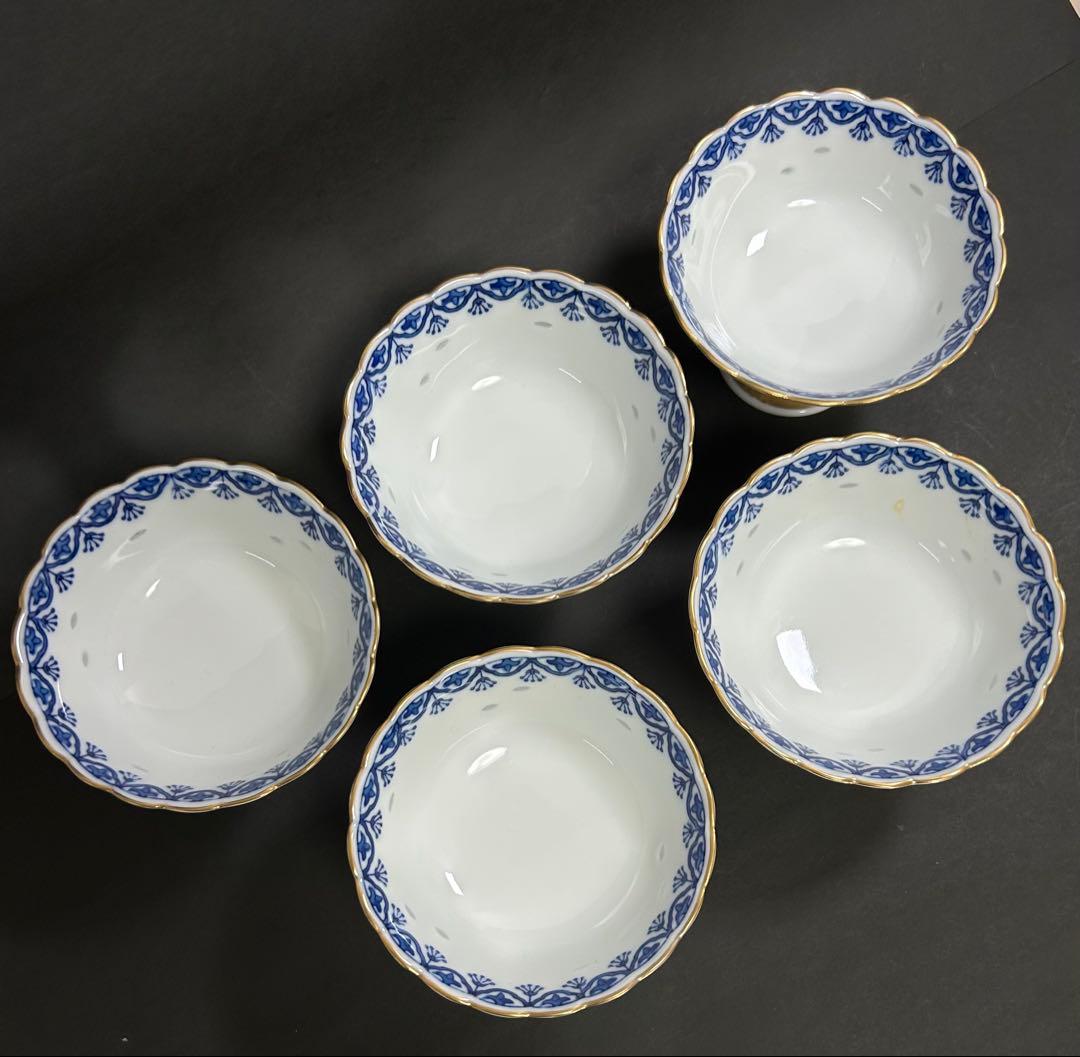 有田焼 其泉窯 賞美堂 ホタル手草花 高台鉢揃 小鉢 脚付 5客セット