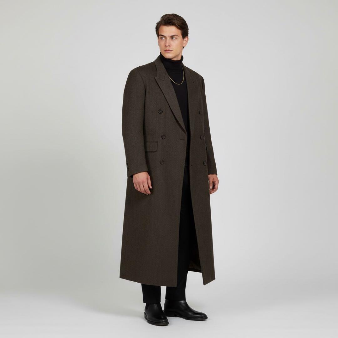 【高級】MEN’S TENORAS ダブルチェスターコート ロング マキシ丈 L