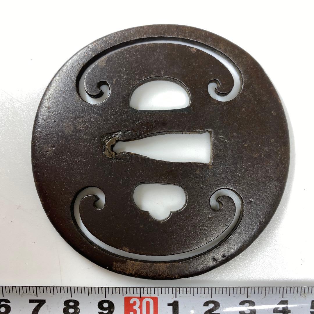 江戸時代　銖製　鍔　7.6×7.6㎝　100g トヒチ　東な7-0304☆2F