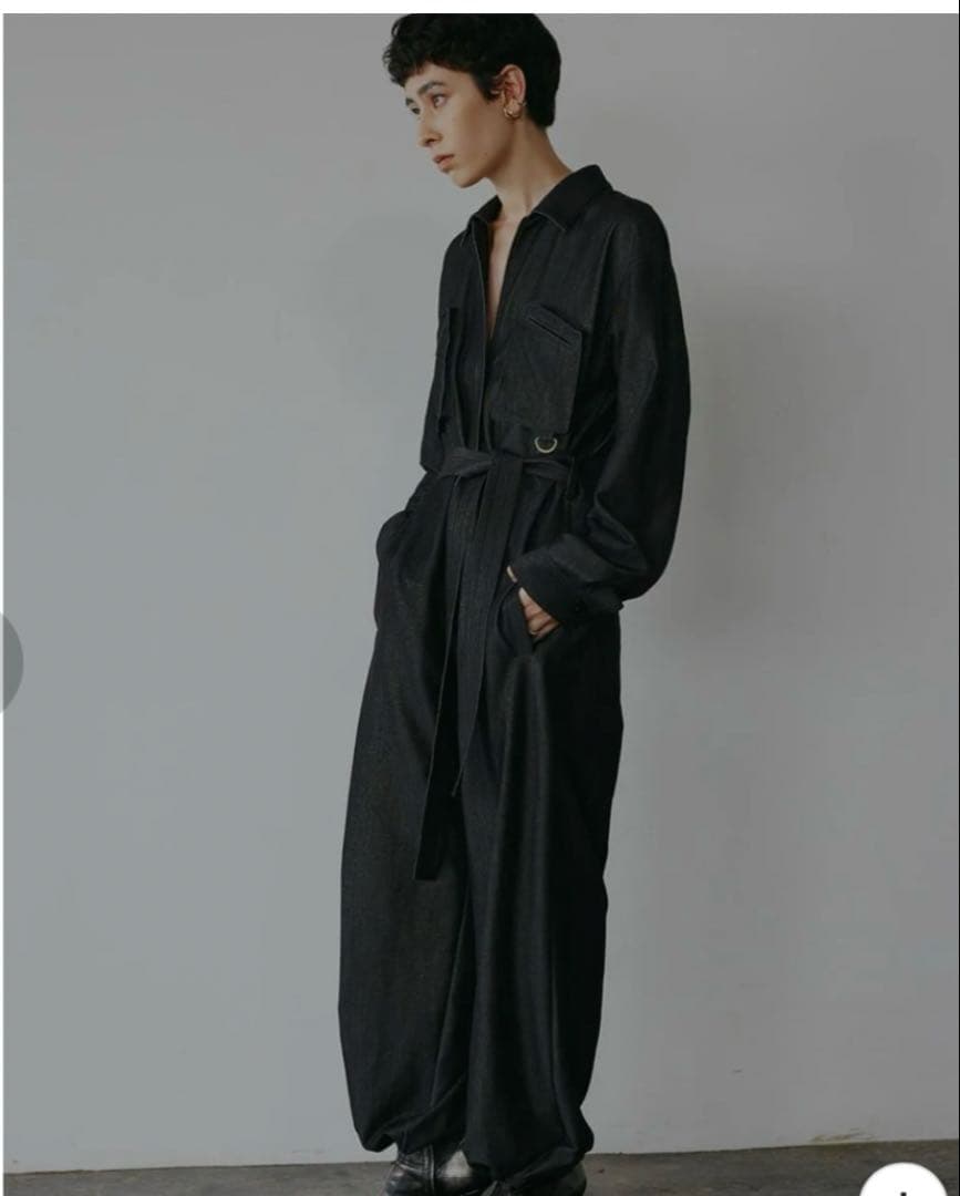 Ameri デニムライク オールインワン 【BLACK Sサイズ】