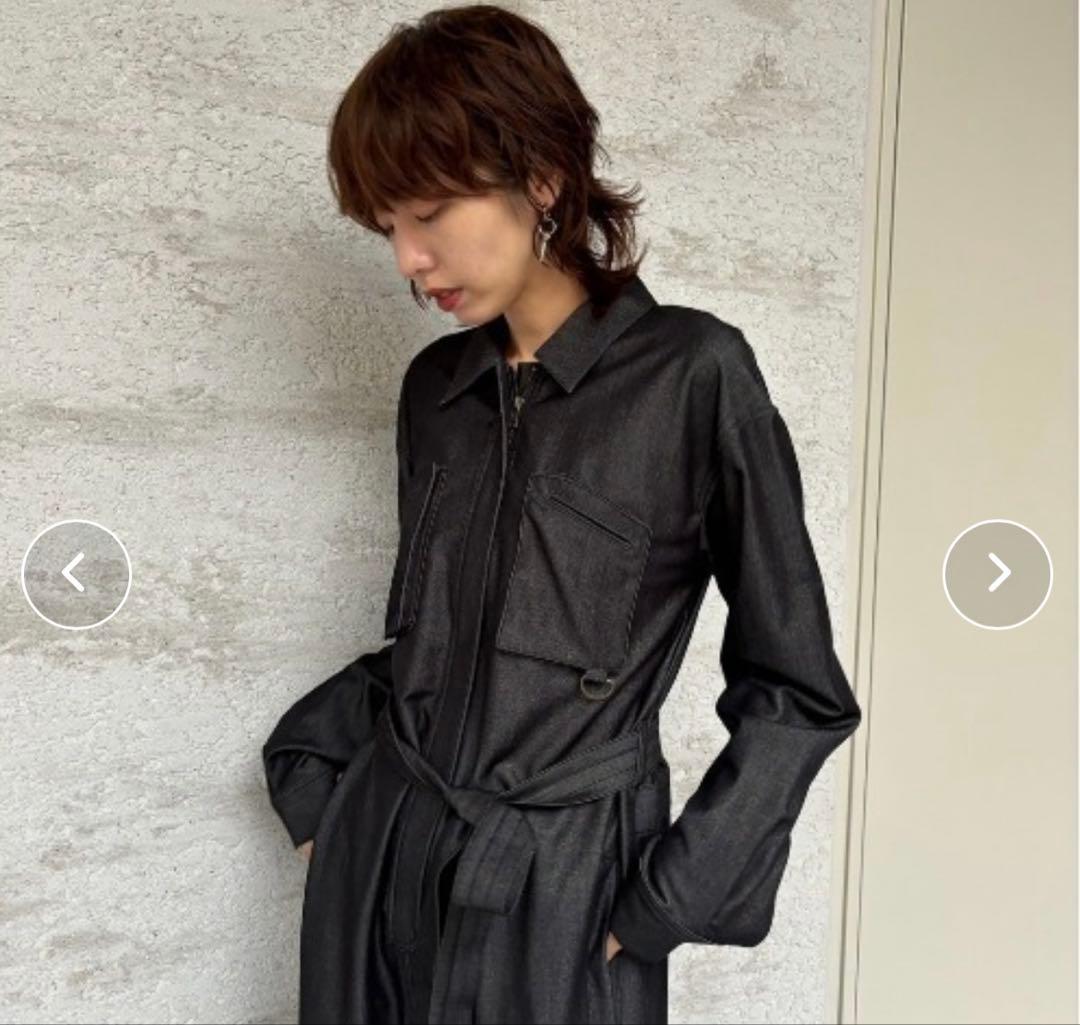 Ameri デニムライク オールインワン 【BLACK Sサイズ】