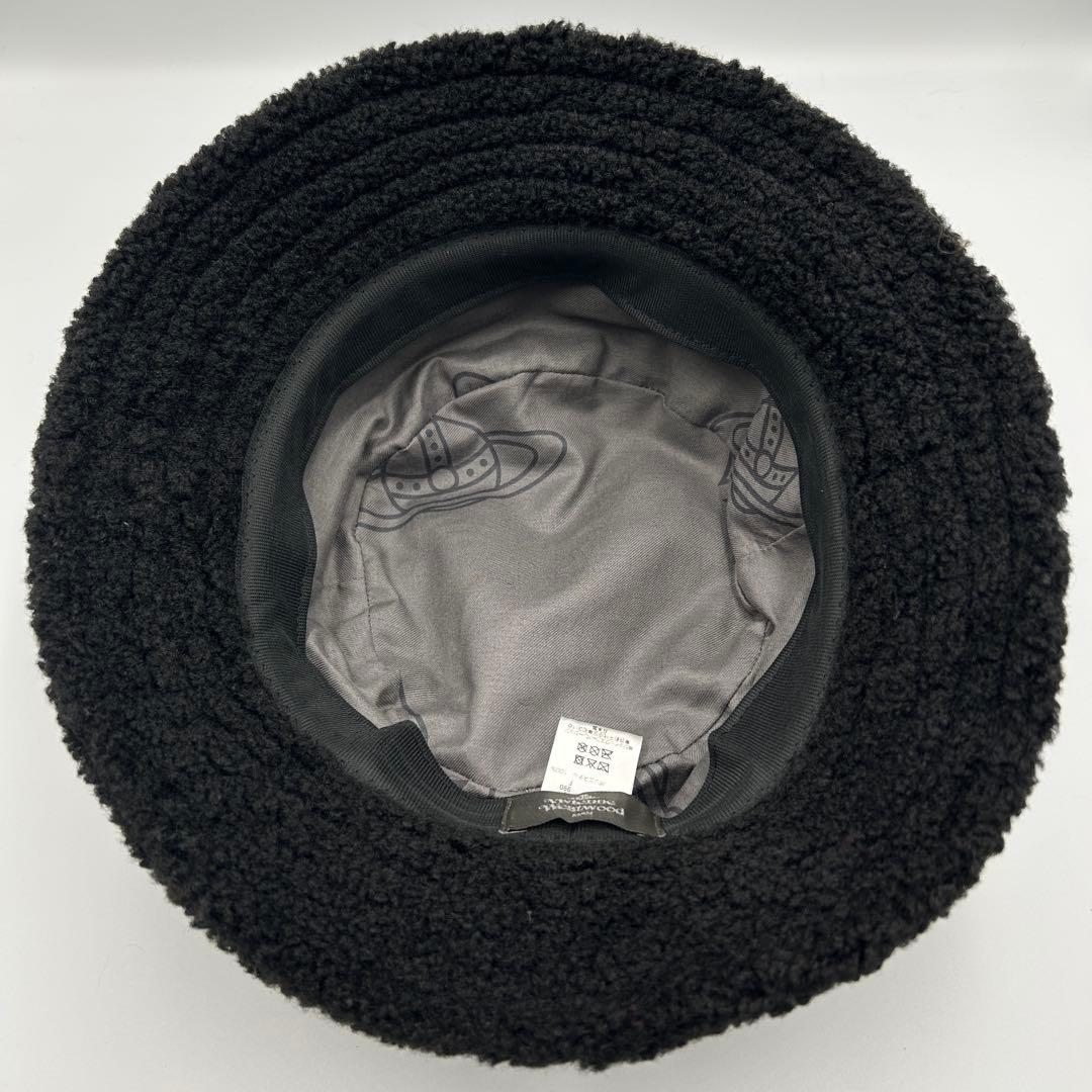 ☆早い者勝ち☆【Vivienne】メンズ ボア バケットハット 黒 帽子 刺繍