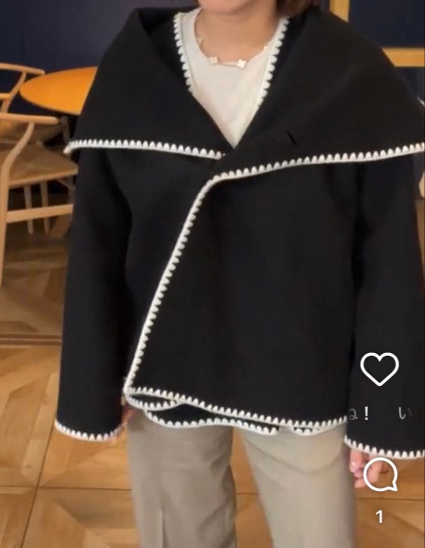 ロージーモンスター　ハマグリ　コート　ウール　ブラック　黒