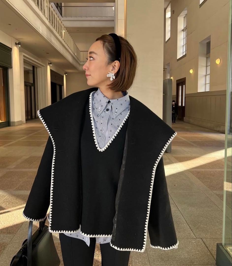 ロージーモンスター　ハマグリ　コート　ウール　ブラック　黒