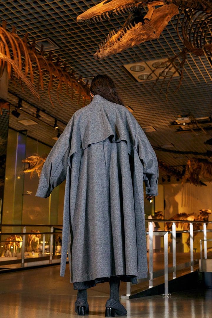 ENFOLD ライトメルトン　オーバーサイズフレアコート　36 2022FW