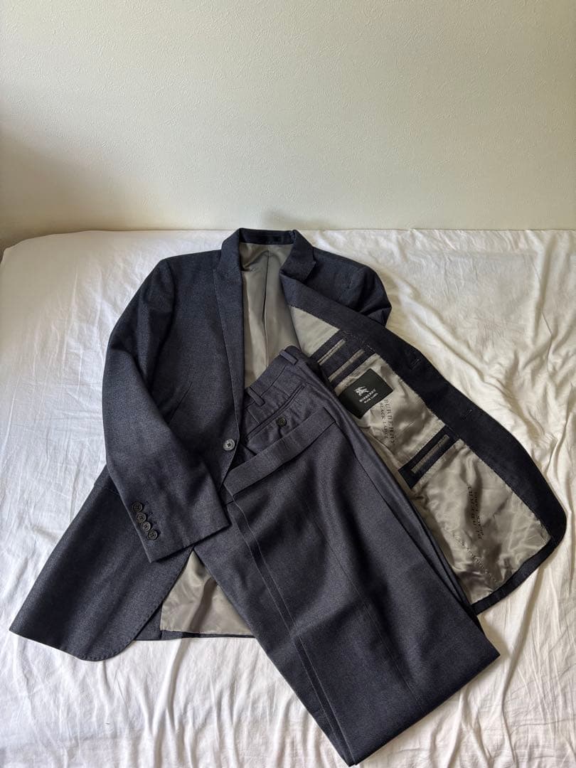 極美品　バーバリーブラックレーベル　スーツ　セットアップ　ウールシルク