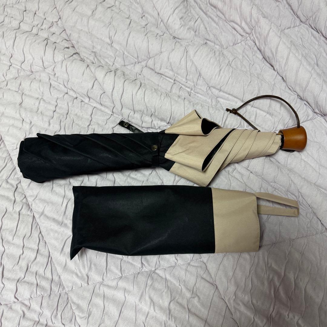 サンバリア100 3段折り日傘（ブラック） 傘袋付き