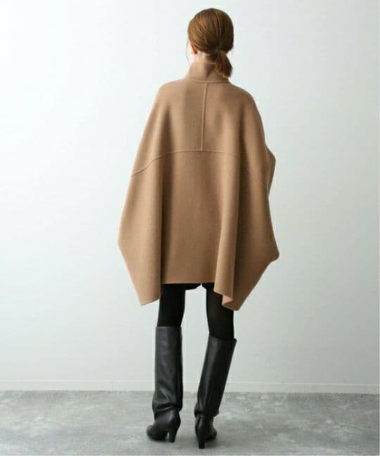 スタンドカラーダブルフェイスポンチョ スローブイエナ