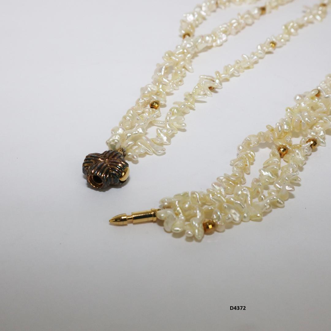 天然 淡水パール 真珠 3連 ネックレス 　全長 42㎝