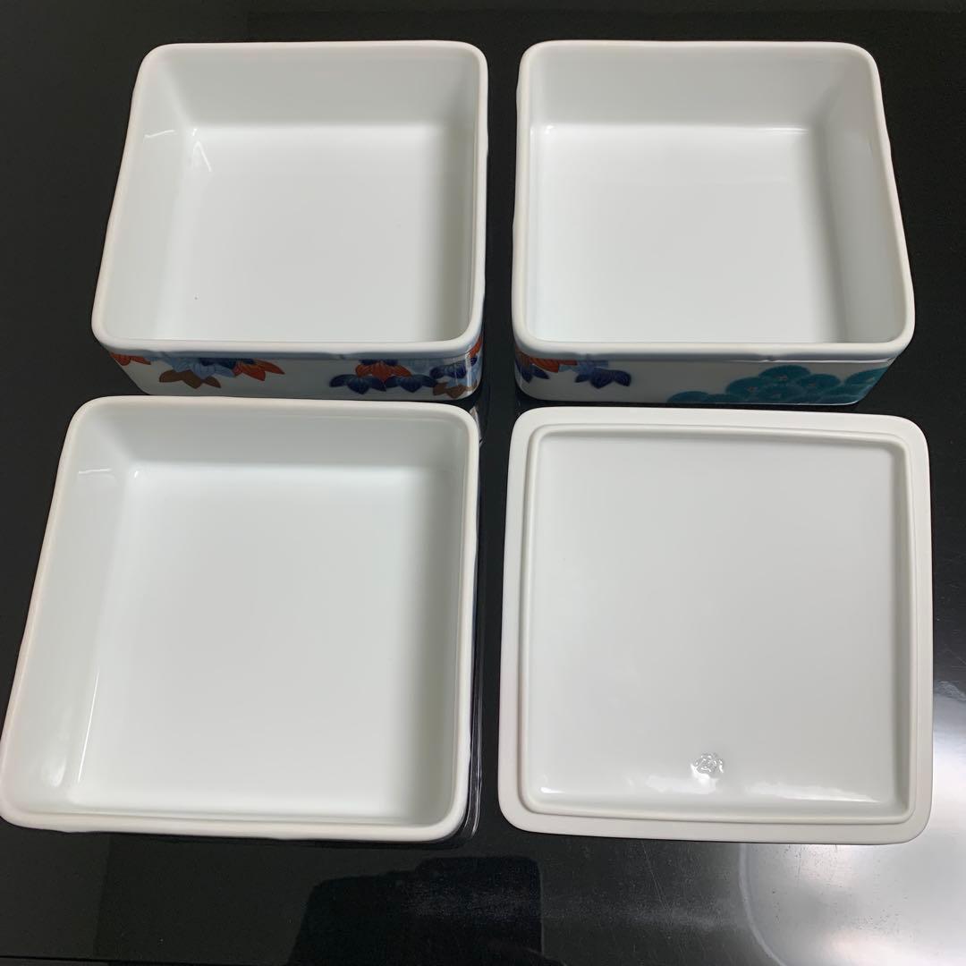 有田焼　香蘭社　染錦松竹梅　三段重　陶磁器　重箱　正月　おせち　木箱入り