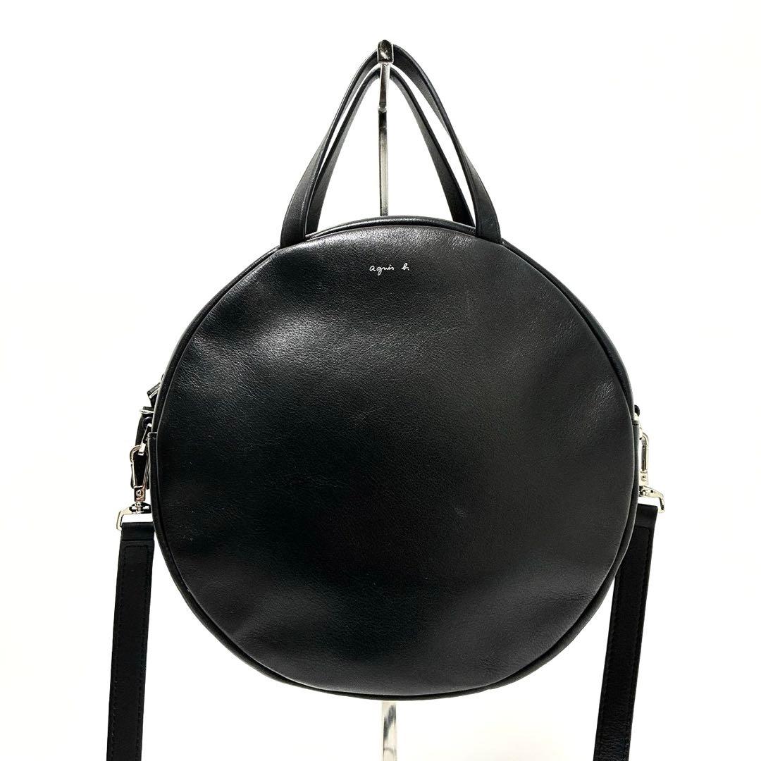 美品　アニエスベー　マリオン 2way サークルバッグ ハンド　黒