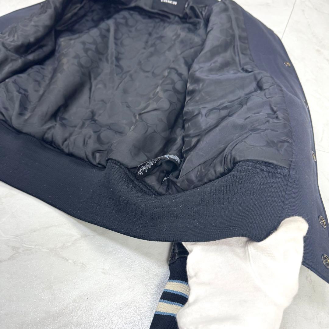 美品 COACH コーチ C刺繍 ヴァーシティジャケット 羊革 スタジャン S