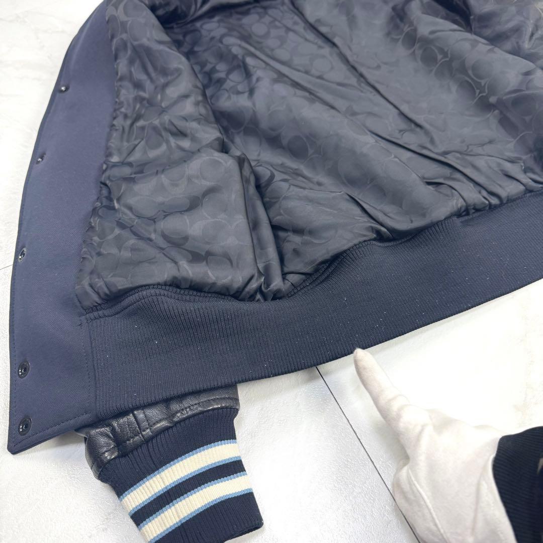 美品 COACH コーチ C刺繍 ヴァーシティジャケット 羊革 スタジャン S