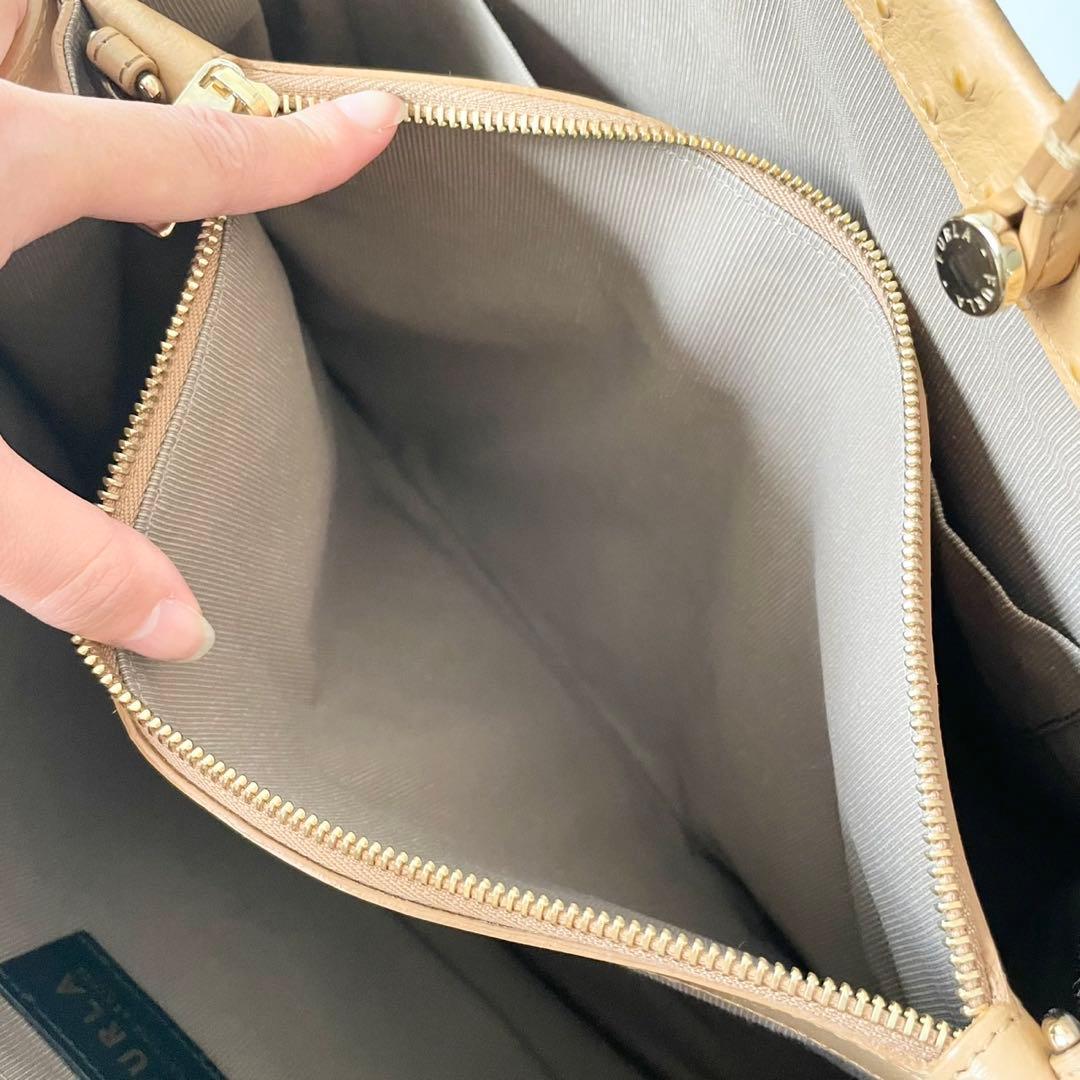 【極美品】FURLA 2way トートバッグ LADY M オーストリッチ調