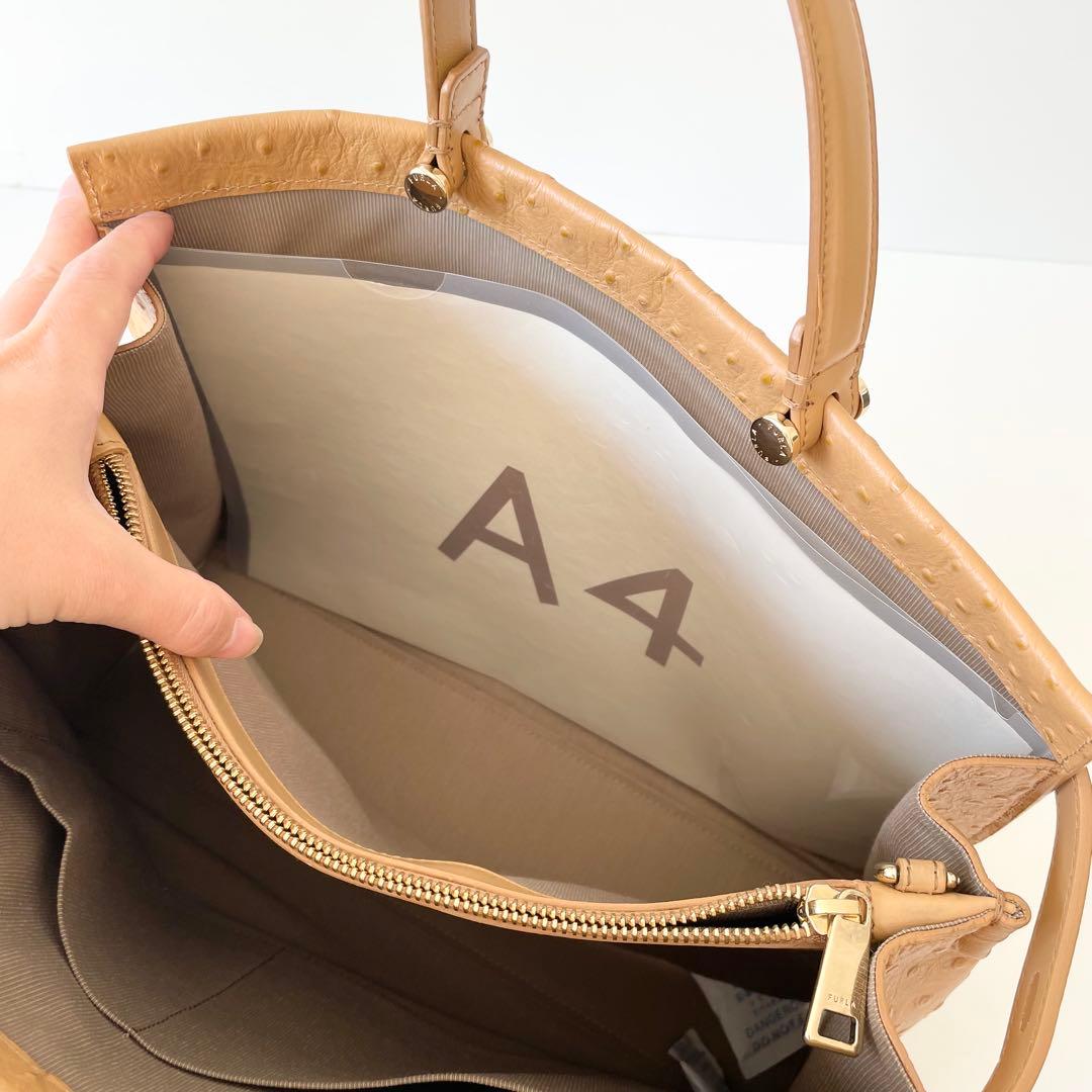 【極美品】FURLA 2way トートバッグ LADY M オーストリッチ調