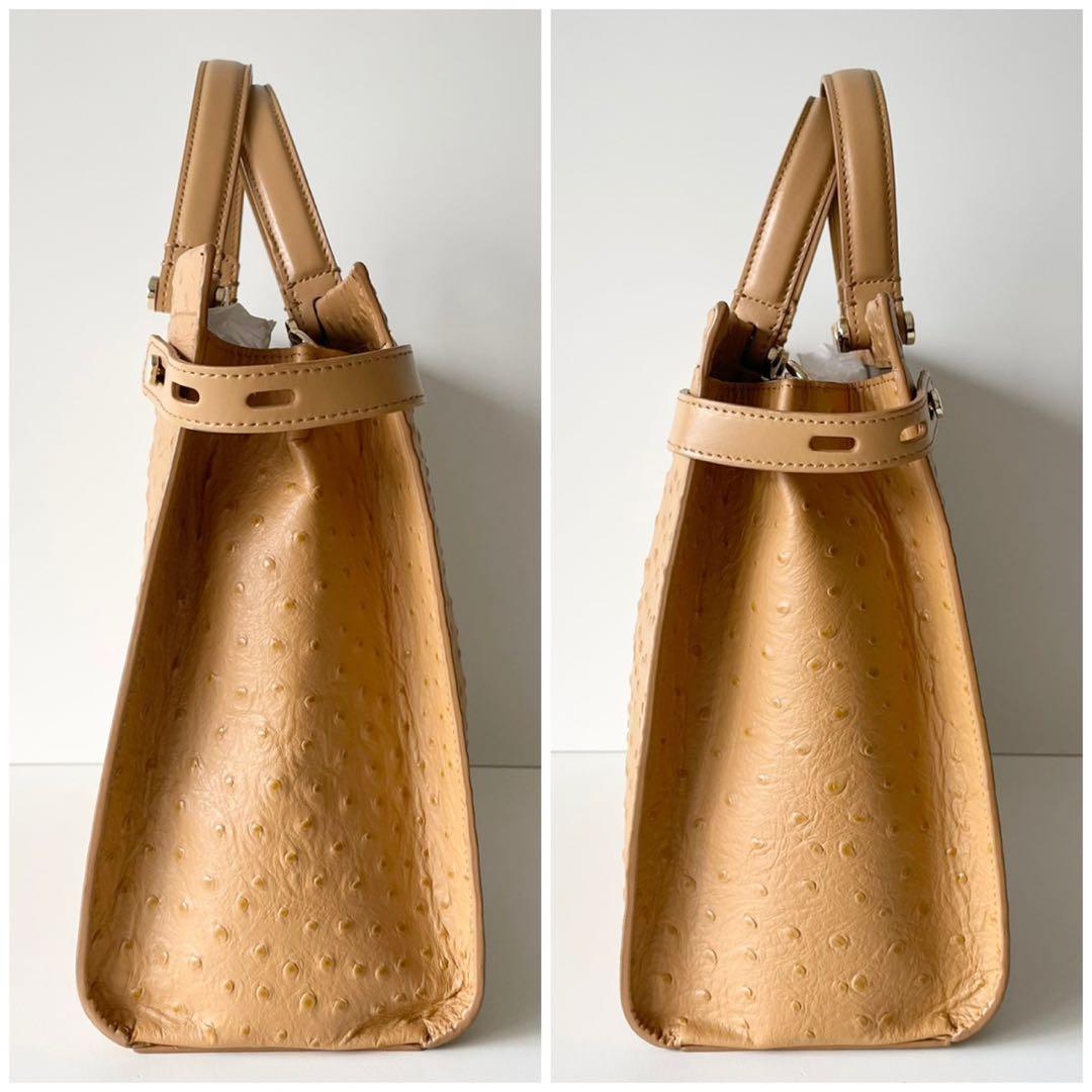 【極美品】FURLA 2way トートバッグ LADY M オーストリッチ調