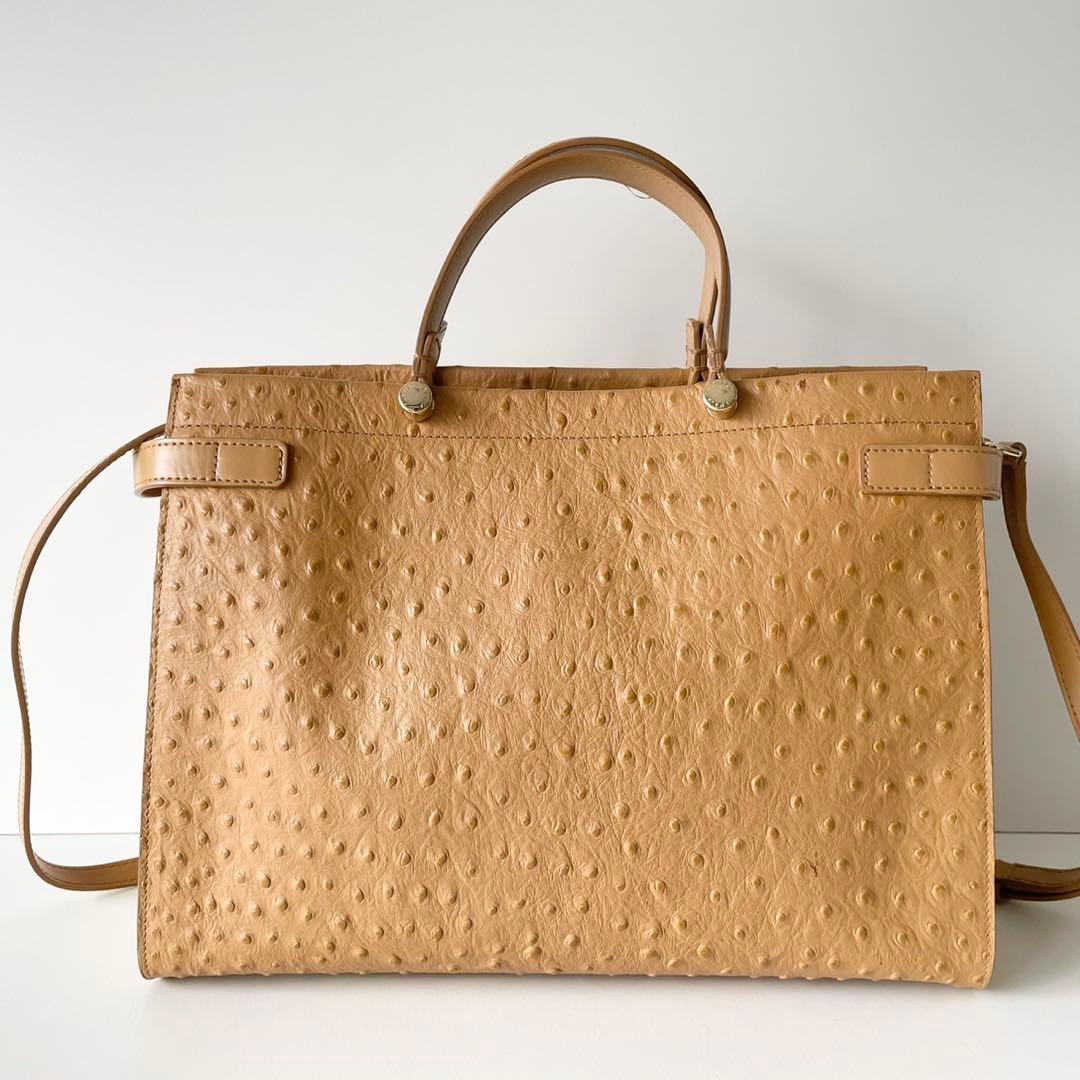 【極美品】FURLA 2way トートバッグ LADY M オーストリッチ調
