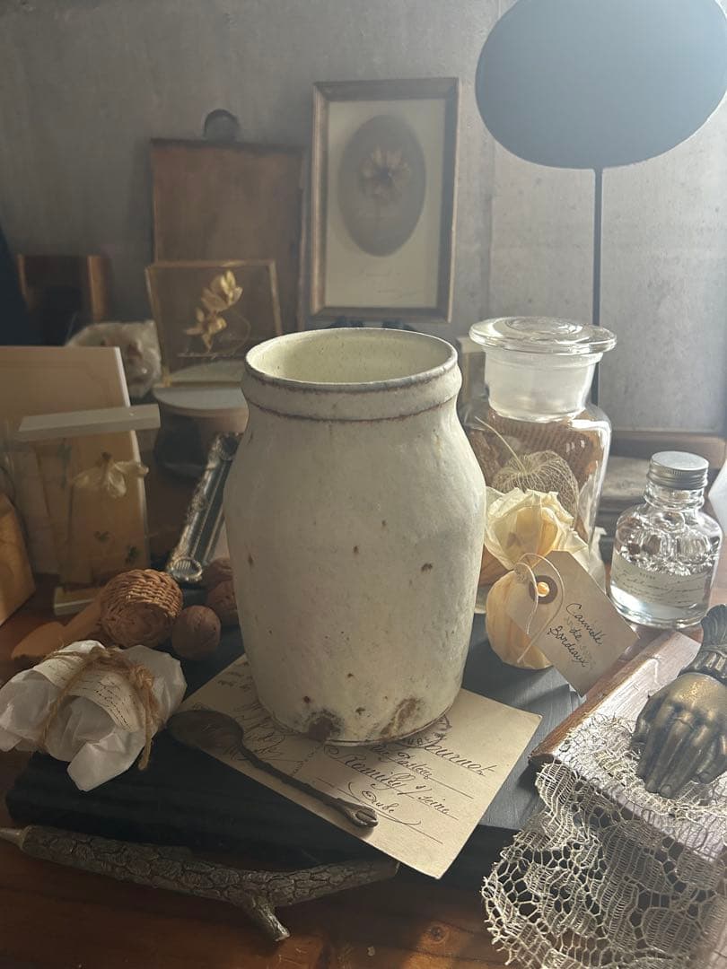 平野日奈子 粉引き カトラリー入れ 花瓶