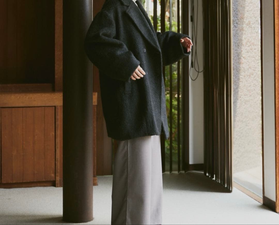 Happy John ウールブレンドシャギーコクーンPコート