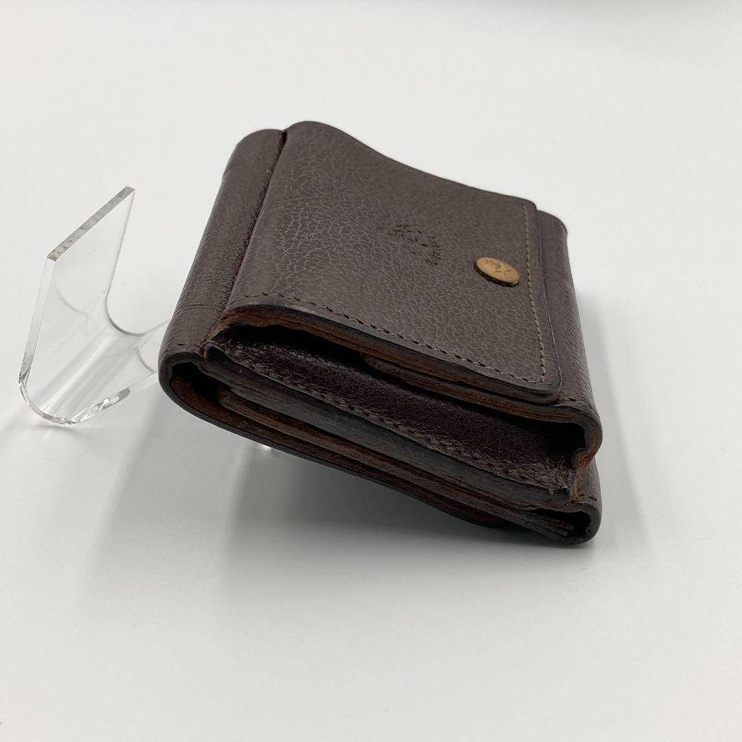 【美品】IL BISONTE イルビゾンテ ３つ折り財布 レザー 茶 イタリア