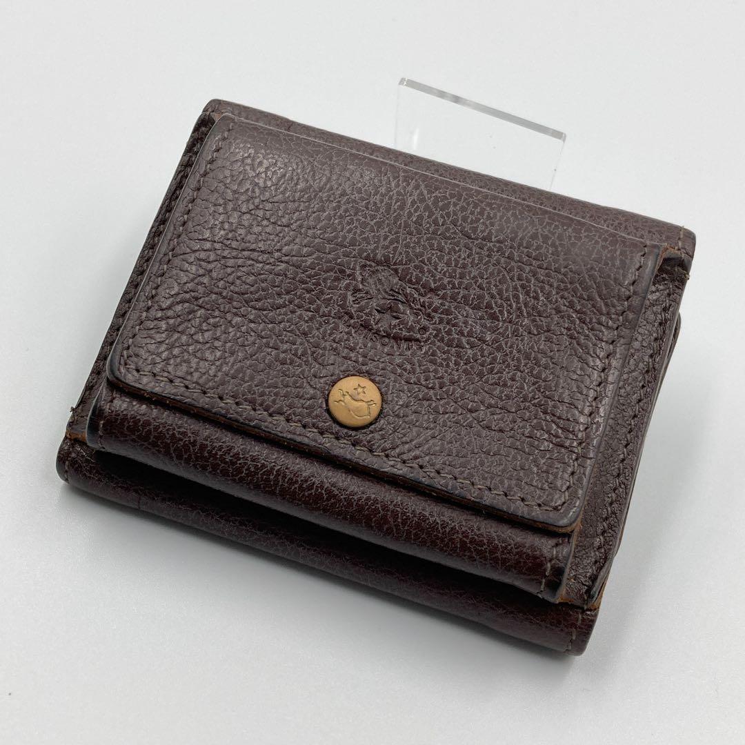 【美品】IL BISONTE イルビゾンテ ３つ折り財布 レザー 茶 イタリア