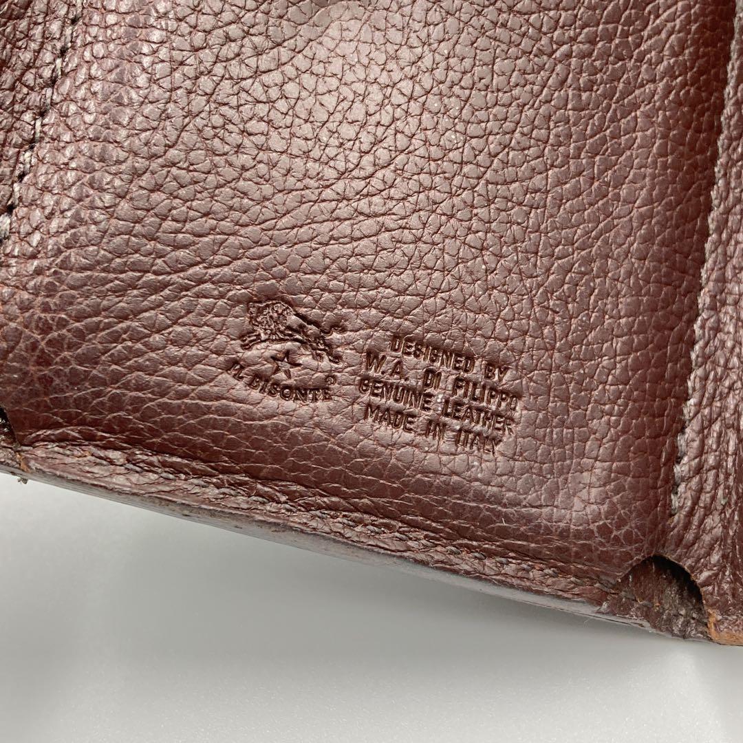 【美品】IL BISONTE イルビゾンテ ３つ折り財布 レザー 茶 イタリア