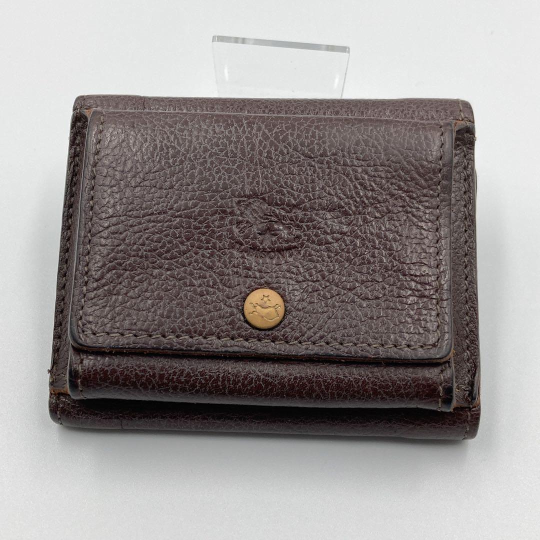 【美品】IL BISONTE イルビゾンテ ３つ折り財布 レザー 茶 イタリア