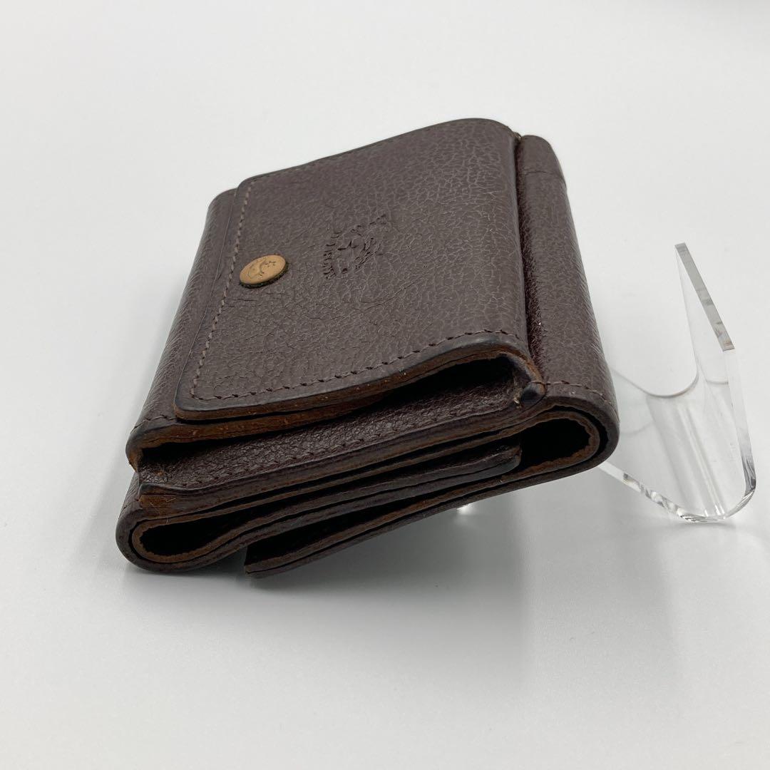 【美品】IL BISONTE イルビゾンテ ３つ折り財布 レザー 茶 イタリア