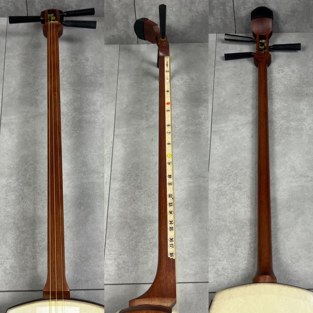 状態良好　中棹地唄三味線　花梨　和紙胴　木撥　和楽器　セミハードケース