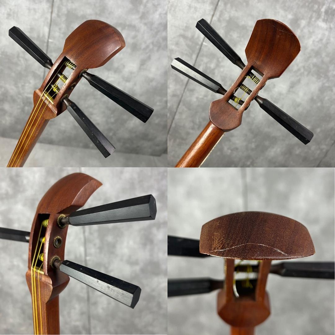 状態良好　中棹地唄三味線　花梨　和紙胴　木撥　和楽器　セミハードケース