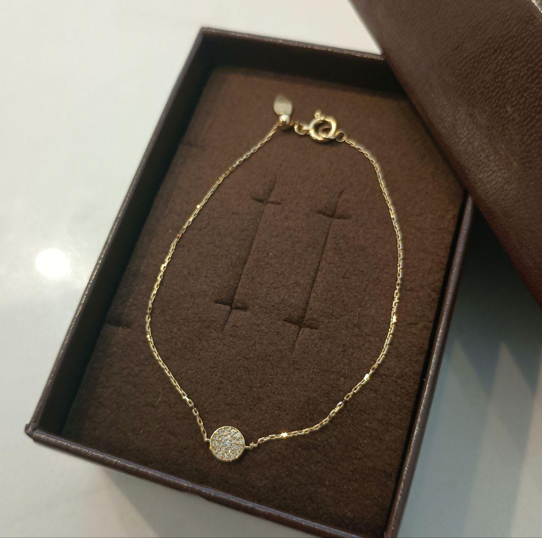 現行品　アガット　18金　マイクロセッティング　ブレスレット