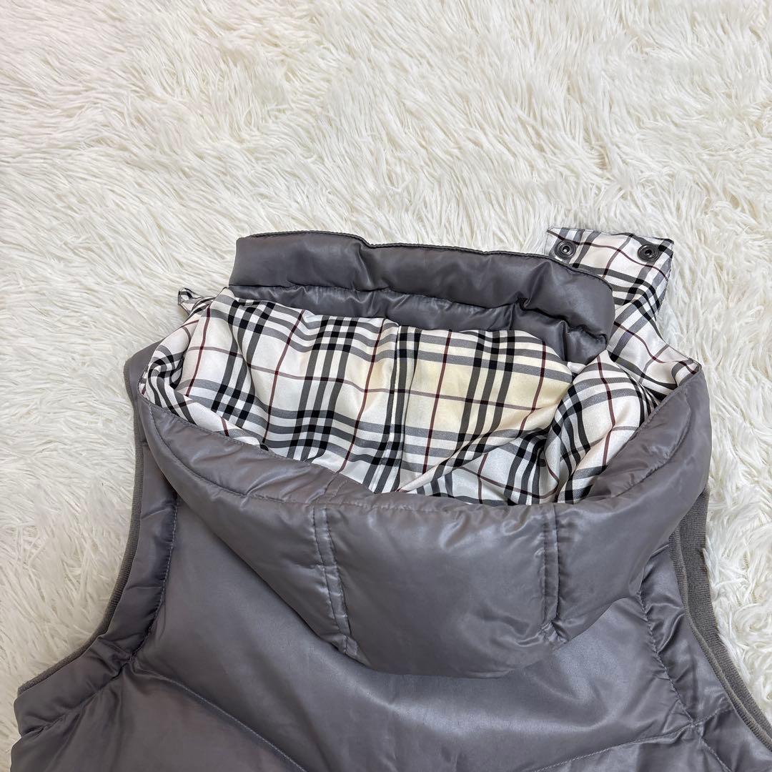 バーバリー　ブラックレイベル　ダウンベストフード付　グレー　L寸