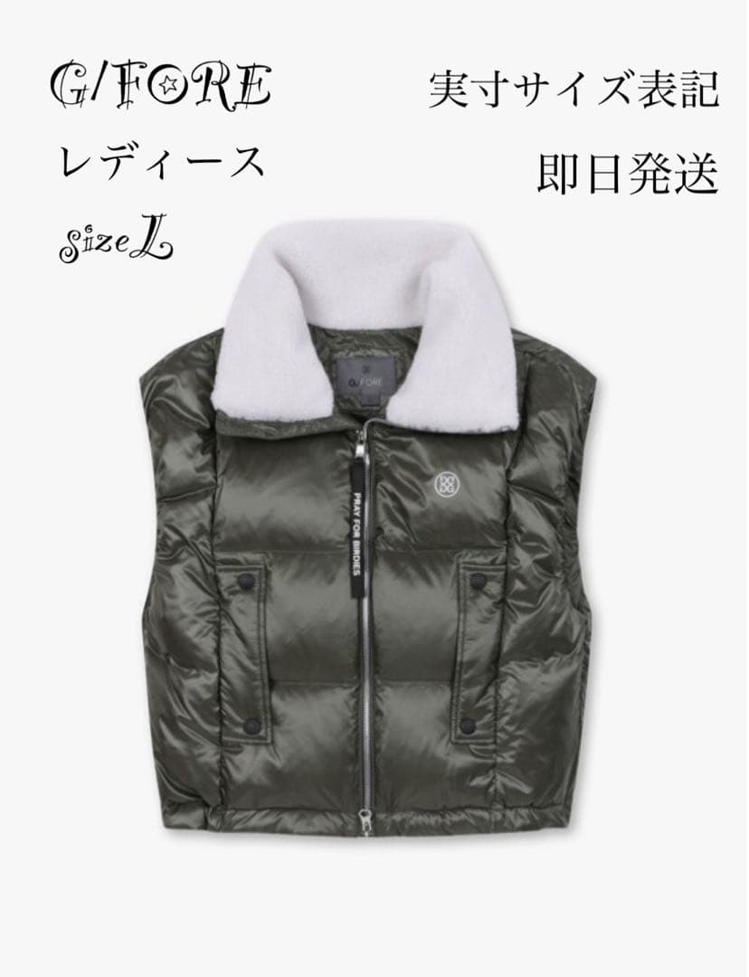 G/FORE韓国ジーフォアレディースダウンショートベストsizeLカーキー
