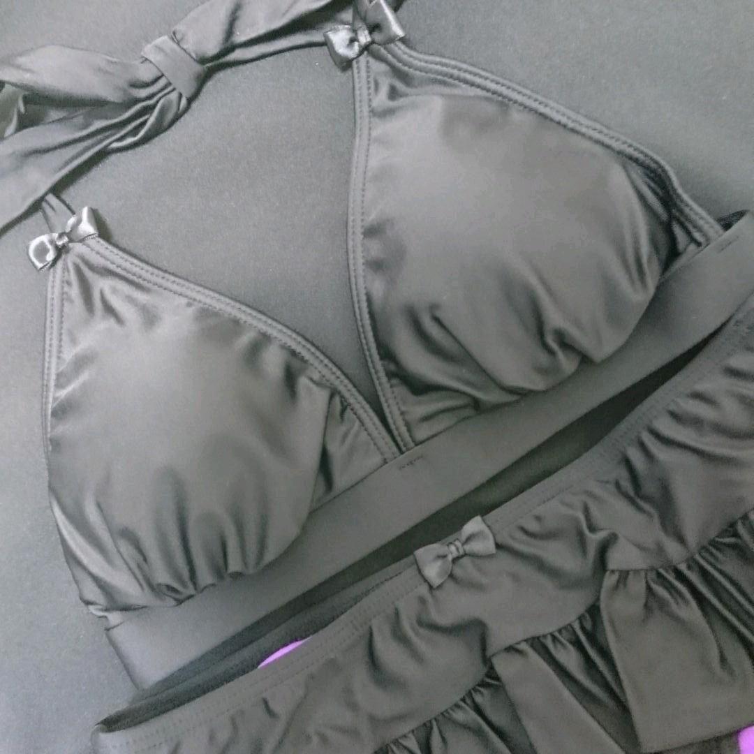 新品マイハニービーMHBプチリボンスカパン水着ビキニセット旅行プール海 ブラック