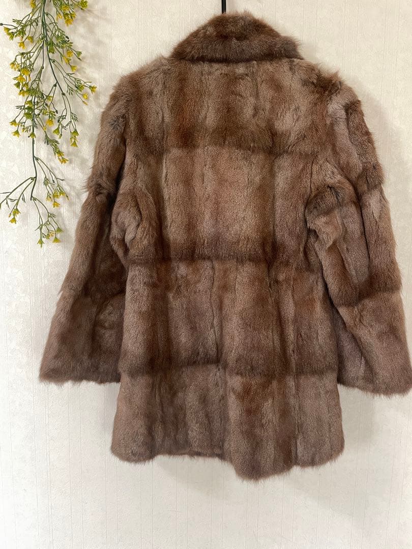 美品　孔雀 PEACOCK FEATHER ミンク　毛皮　コート　ブラウン